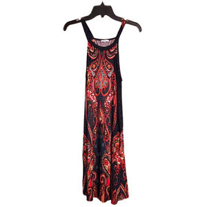 Lascana Boho Paisley Sleeveless Dress Women’s Size 4 Small Black Red Orange A-Li